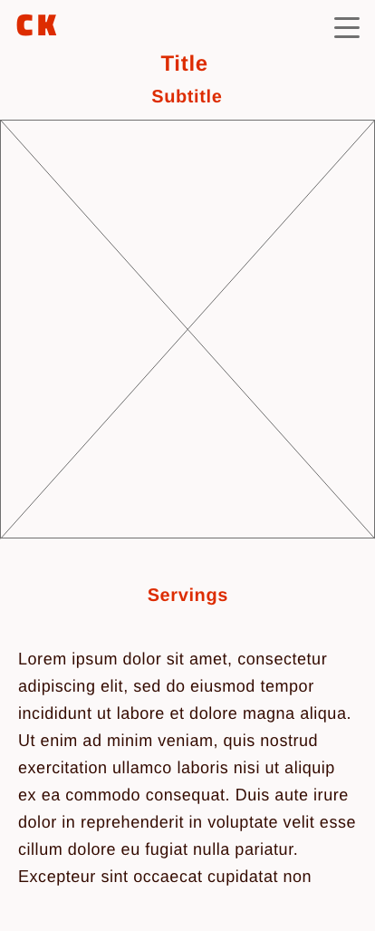 mobile recipe wireframe